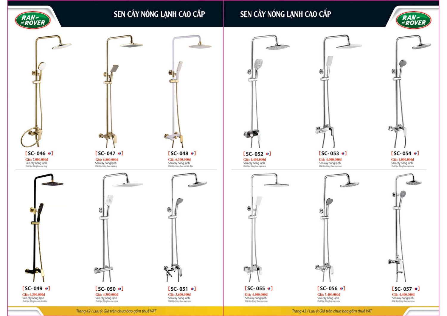 Thiết bị vệ sinh RANROVER Catalogue và Bảng giá mới nhất /Page 22